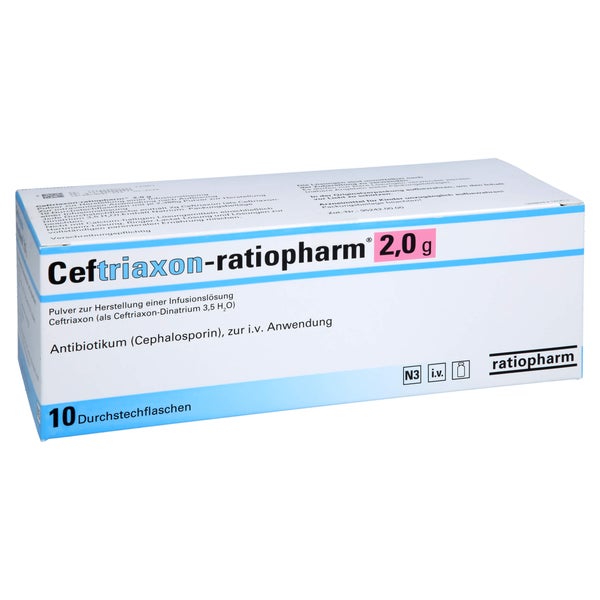 CEFTRIAXON ratiopharm 2,0 g Plv.z.H.e.Infus.-Lsg. 10 St
