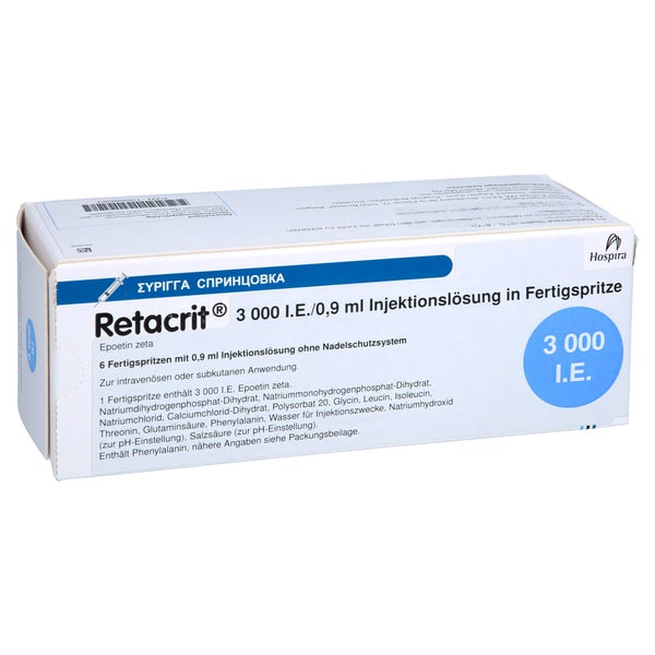 RETACRIT 3.000 I.E./0,9 ml Inj.-L.i.e.Fertigspr. 6 St