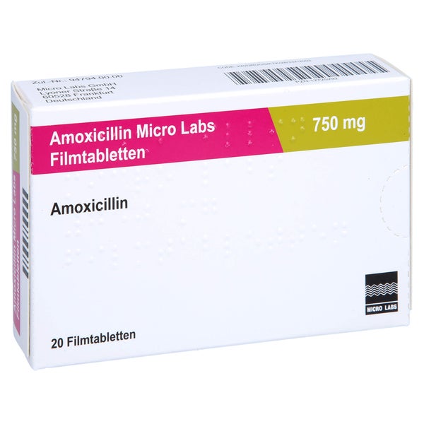 AMOXICILLIN Micro Labs 750 mg Filmtabletten 20 St