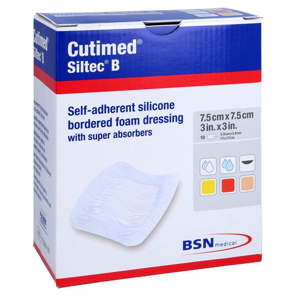 Cutimed Siltec B Schaumverb.7,5x7,5 cm m 10 St