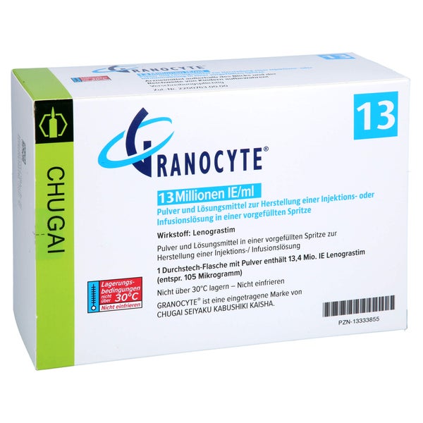 GRANOCYTE 13 Mio.I.E./ml P.u.LM H.Inj./Inf.-L.Spr. 5 St