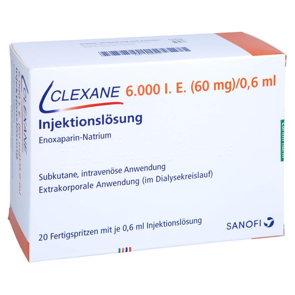 CLEXANE 6.000 I.E. 60mg/0,6ml Inj.-Lsg.i.e.F.-Sp. 20 St