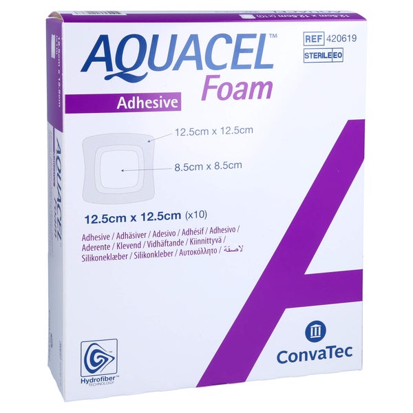 Aquacel Foam Adhäsiv 12,5x12,5 cm Verban 10 St