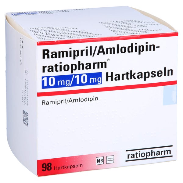 RAMIPRIL/Amlodipin-ratiopharm 10 mg/10 mg Hartkps. 98 St