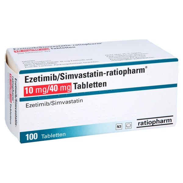 EZETIMIB/Simvastatin-ratiopharm 10 mg/40 mg Tabl. 100 St