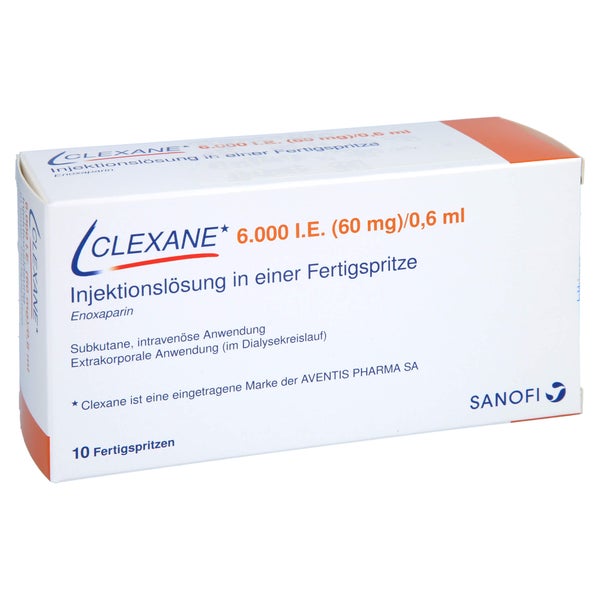 CLEXANE 6.000 I.E. 60mg/0,6ml Inj.-Lsg.i.e.F.-Sp. 10 St