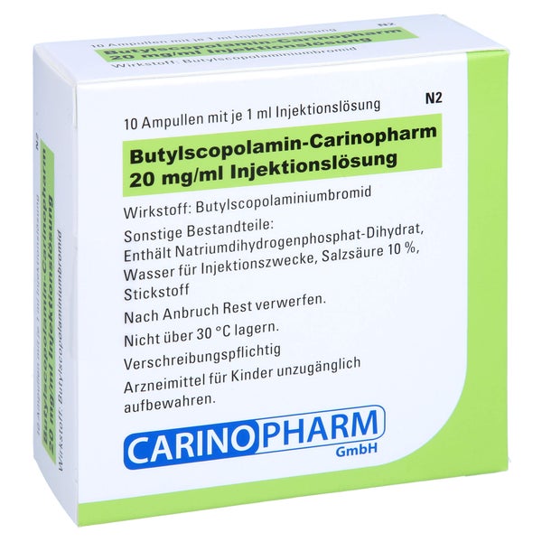 BUTYLSCOPOLAMIN-Carinopharm 20 mg/ml Inj.-Lsg.Amp. 10 St