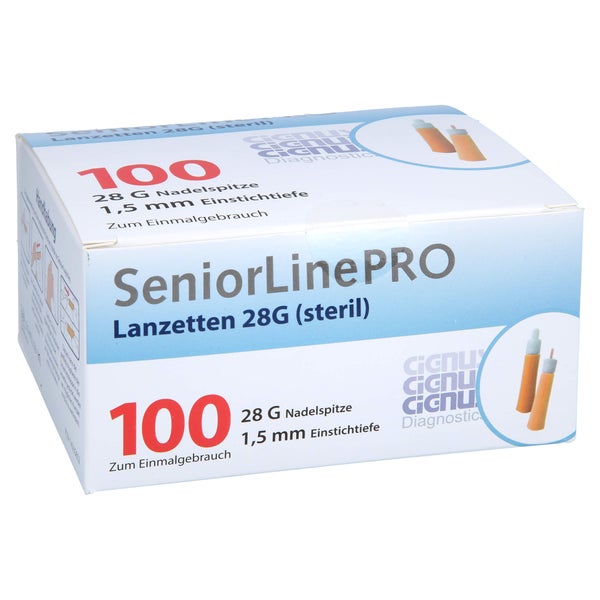 Seniorline PRO Lanzetten 28 G 1,5 mm 100 St