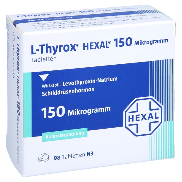 L-THYROX HEXAL 150 Mikrogramm Tabl.i.Kalenderpack. 98 St