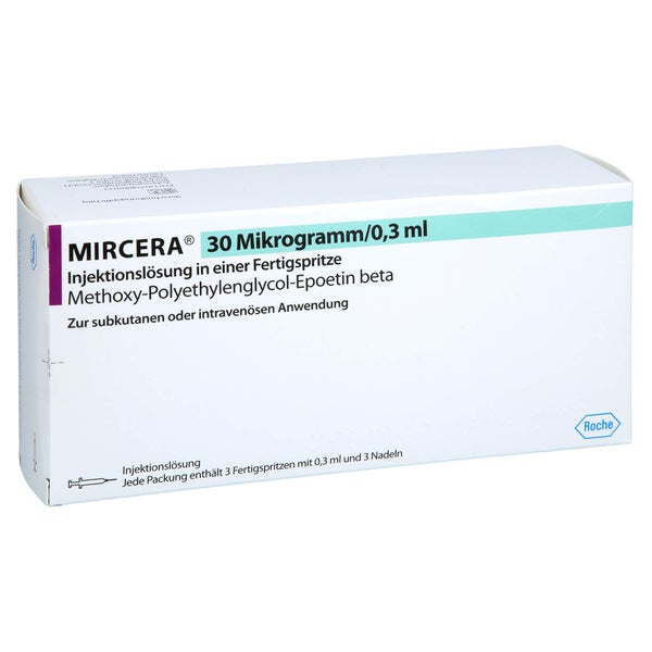MIRCERA 30 Mikrogramm/0,3 ml Inj.-Lsg.i.e.F.-Sp. 3 St