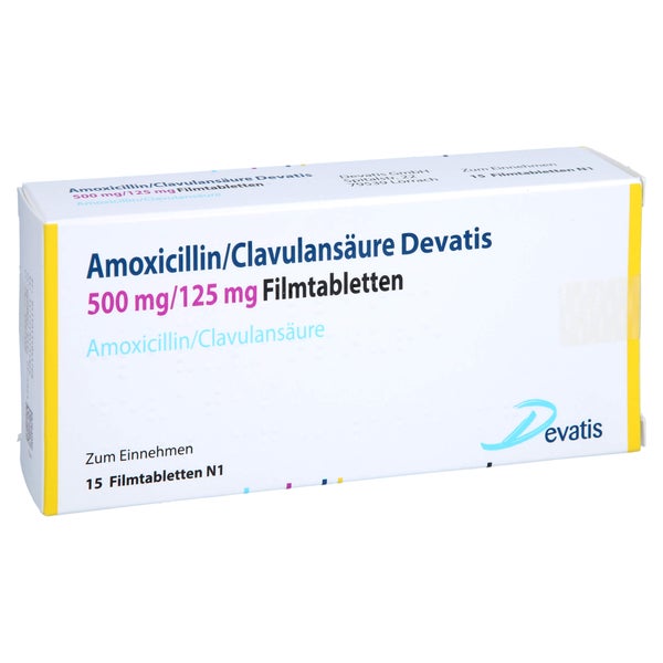 AMOXICILLIN/Clavulansäure Devatis 500mg/125mg FTA 15 St
