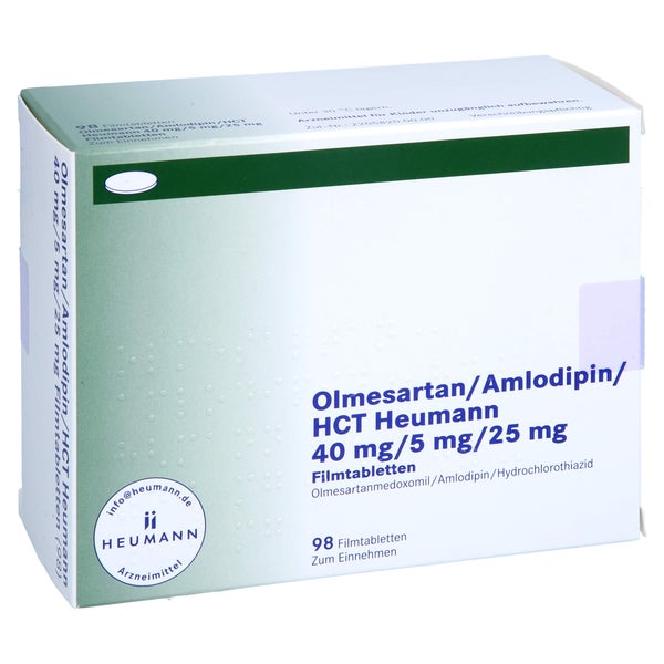 OLMESARTAN/Amlodipin/HCT Heumann 40/5/25mg FTA 98 St