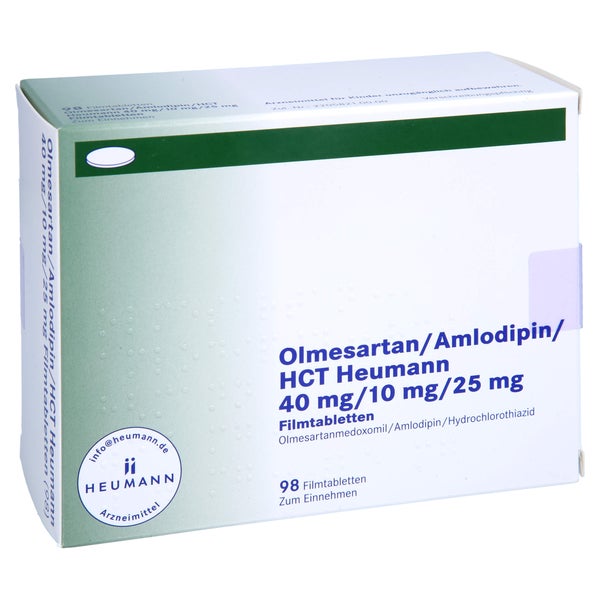OLMESARTAN/Amlodipin/HCT Heumann 40/10/25mg FTA 98 St