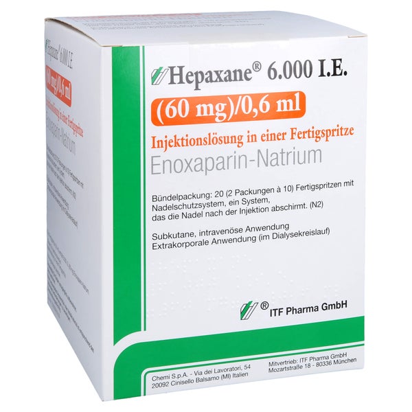 HEPAXANE 6.000 I.E. 60 mg/0,6 ml Inj.-Lsg.i.e.FS 20 St