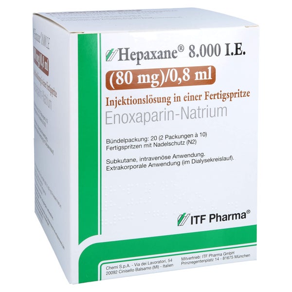 HEPAXANE 8.000 I.E. 80 mg/0,8 ml Inj.-Lsg.i.e.FS 20 St