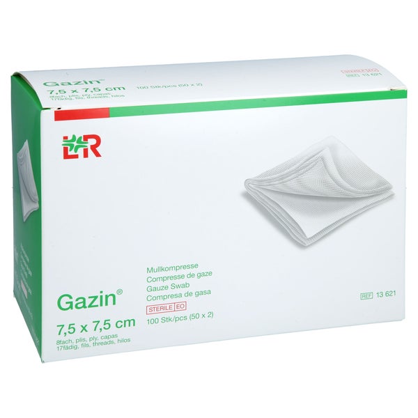 Gazin Mullkomp.7,5x7,5 cm steril 8fach 50X2 St