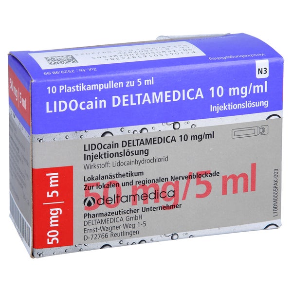 LIDOCAIN DELTAMEDICA 10 mg/ml Inj.-Lsg.Plastikamp. 10X5 ml