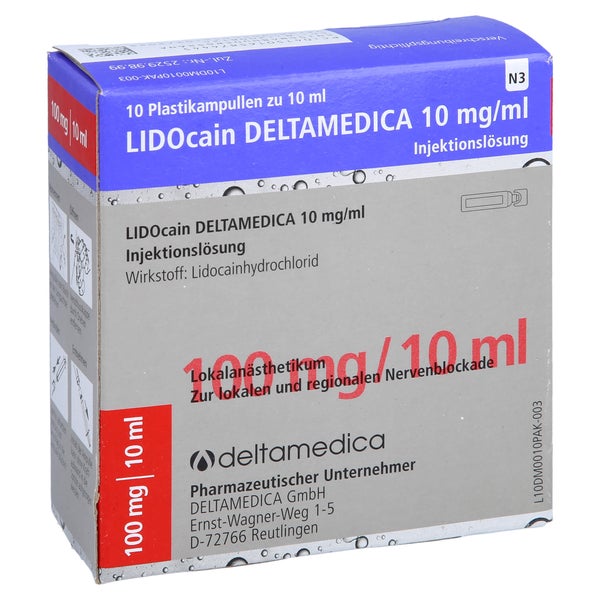 LIDOCAIN DELTAMEDICA 10 mg/ml Inj.-Lsg.Plastikamp. 10X10 ml