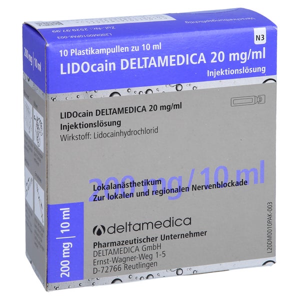 LIDOCAIN DELTAMEDICA 20 mg/ml Inj.-Lsg.Plastikamp. 10X10 ml
