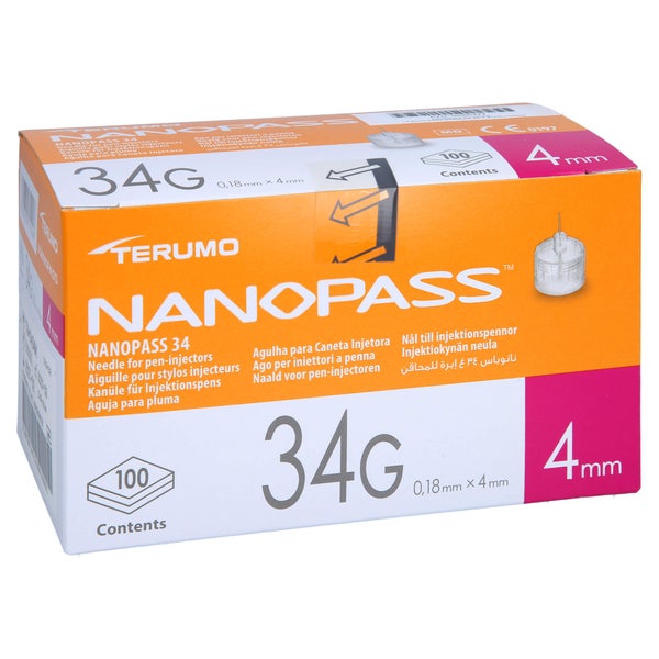 Nanopass 34 Pen Kanüle 34 G 0,18x4 mm 100 St