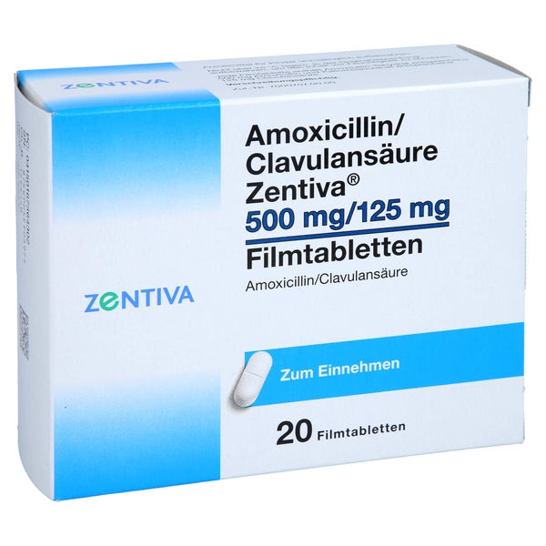 AMOXICILLIN/Clavulansäure Zentiva 500mg/125mg FTA 20 St