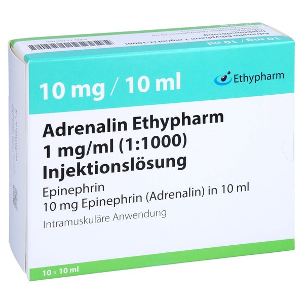 Adrenalin Ethypharm 1 mg/ml 1:1000 10X10 ml