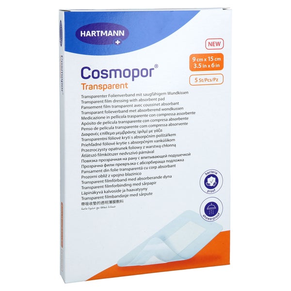 Cosmopor Transparent Folienverband 9x15 Cm Steril 5 St