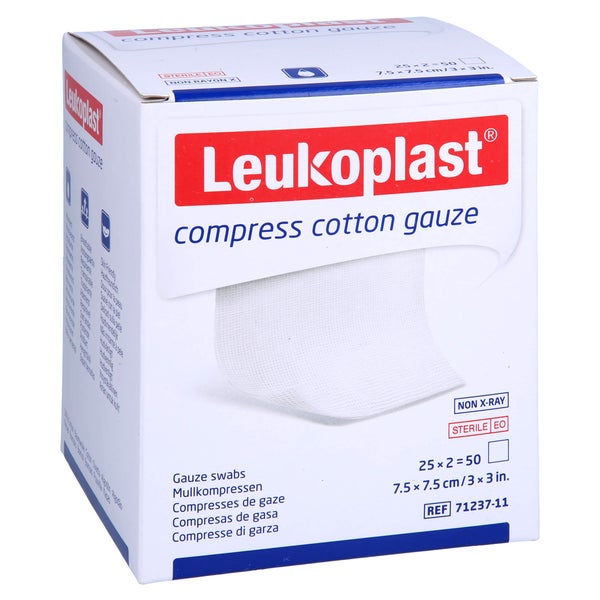 Leukoplast Compress Cotton Gauze Ste 7.5x7.5 12f 20X5 St 25X2 St