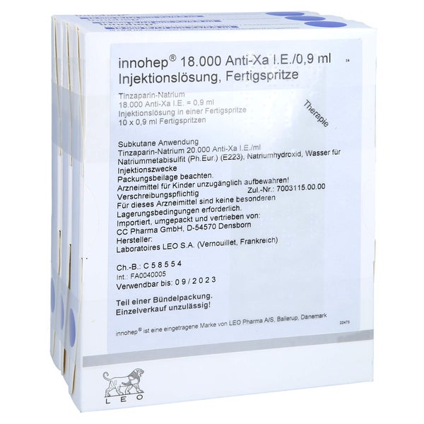 INNOHEP 18.000 Anti-Xa I.E./0,9ml Inj.-Lsg.i.e.FS 30X0,9 ml