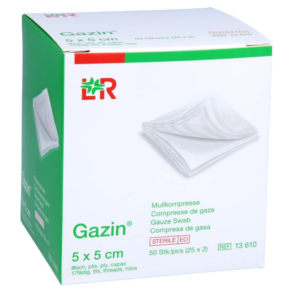 Gazin Mullkomp.5x5 cm steril 8fach 25X2 St