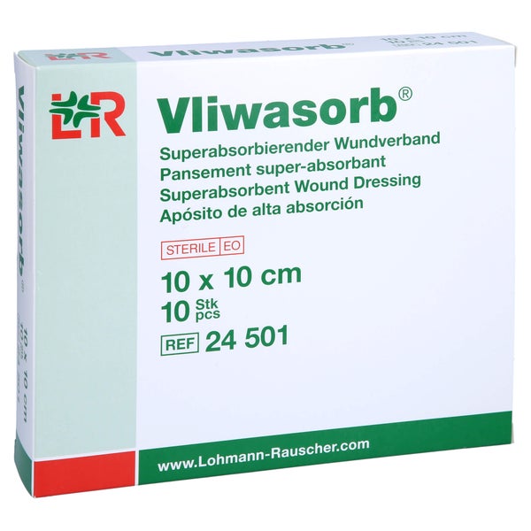 Vliwasorb Superabsorb.saugkomp.steril 10x10 Cm 10 St