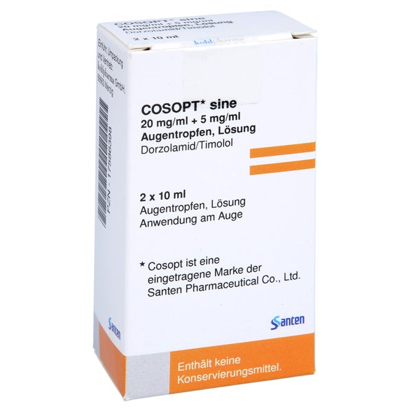COSOPT sine 20 mg/ml + 5 mg/ml Augentropfen Lösung 2X10 ml