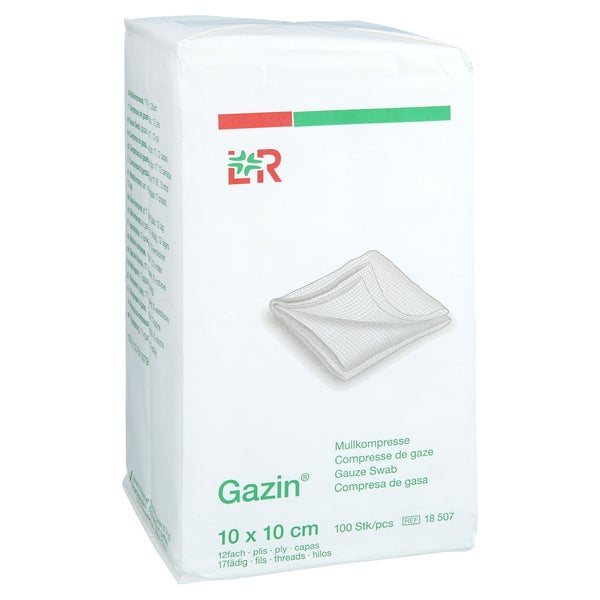 Gazin Mullkomp.10x10 Cm Unsteril 12fach Op 100 St