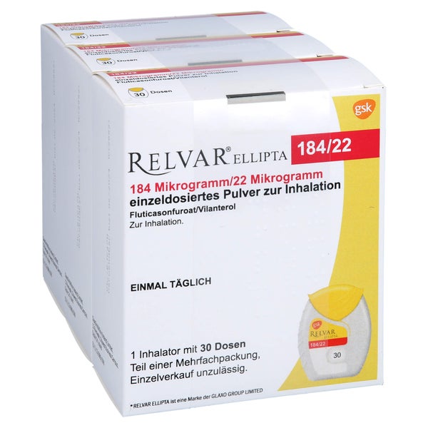 RELVAR Ellipta 184 Mikrogramm/22 Mikrogramm Inh.P. 3X30 St