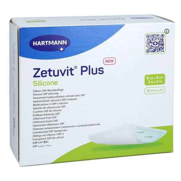 Zetuvit Plus Silicone steril 8x8 cm 10 St