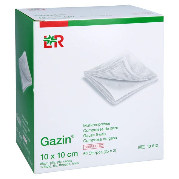 Gazin Mullkomp.10x10 cm steril 8fach 25X2 St