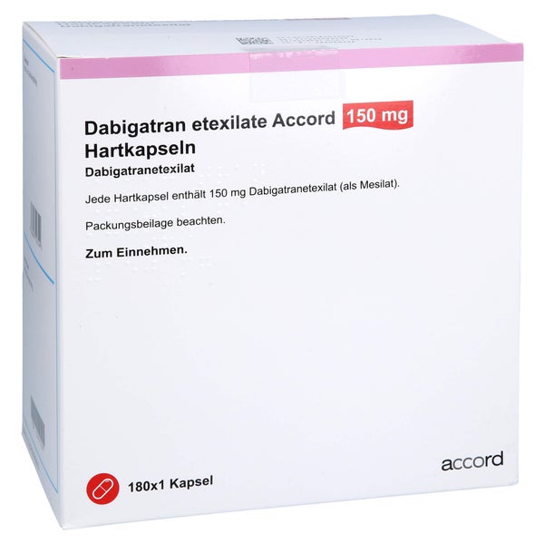 Dabigatran Etexilate Accord 150 mg Hartk 180X1 St