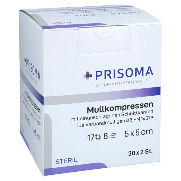 Mullkompressen Prisoma 5x5 cm steril 8fa 30X2 St
