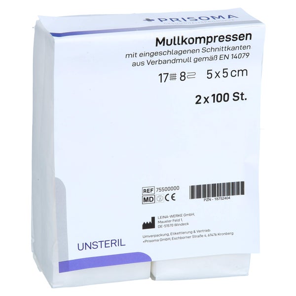 Mullkompressen Prisoma 5x5 cm unsteril 8 2X100 St