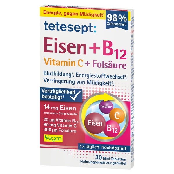 Tetesept Eisen+b12 Vitamin C+folsäure Filmtabl. 30 St