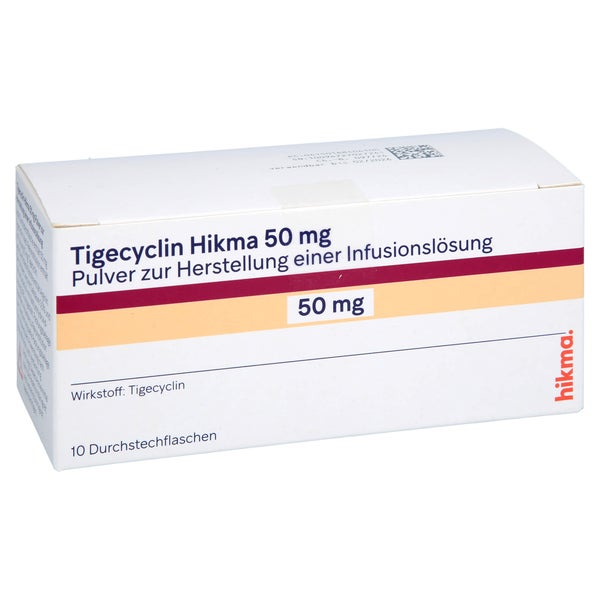 Tigecyclin Hikma 50 Mg Plv.z.herstell.e.inf.-lsg. 10 St