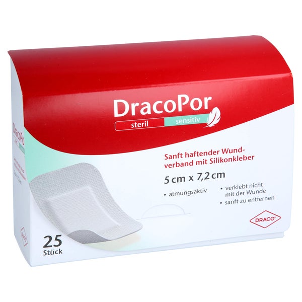 Dracopor Sensitiv 5x7,2 cm steril m.Sili 25 St