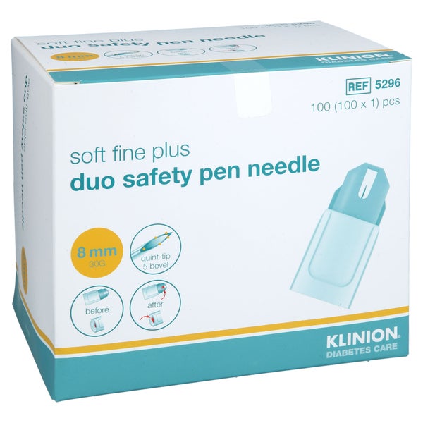 Klinion Soft Fine Plus Duosafety Pen-nad.8 Mm 30 G 100 St