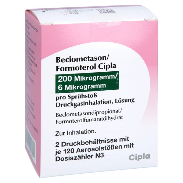 Beclometason/formoterol Cipla 200/6 µg 120 Hub Dos 2 St