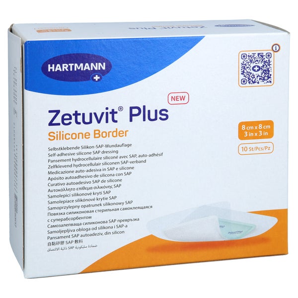 Zetuvit Plus Silicone Border Steril 8x8 Cm 10 St