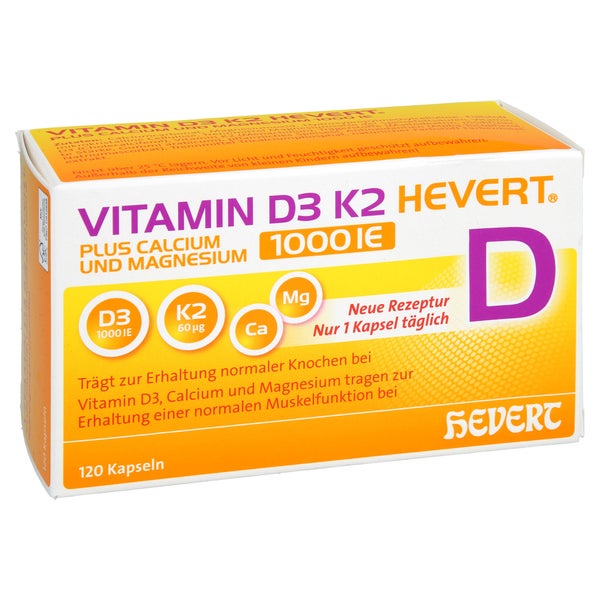 Vitamin D3 K2 Hevert+calcium Und Magnesium 1000 Ie 120 St