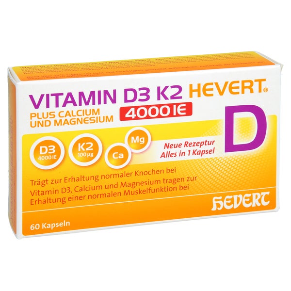 Vitamin D3 K2 Hevert + Ca. & Mg 4000 IE 60 St