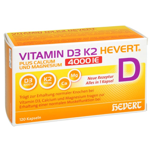 Vitamin D3 K2 Hevert+calcium Und Magnesium 4000 Ie 120 St