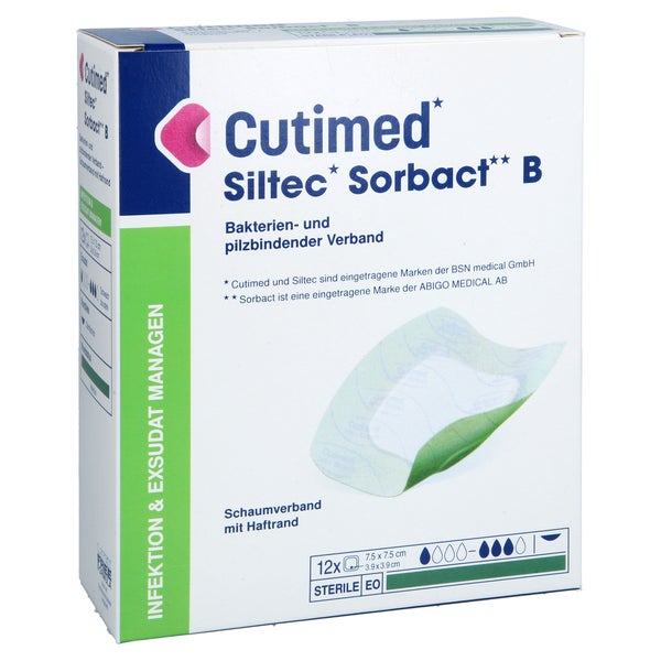 Cutimed Siltec Sorbact B Pu-verb.7,5x7,5 Cm 12 St