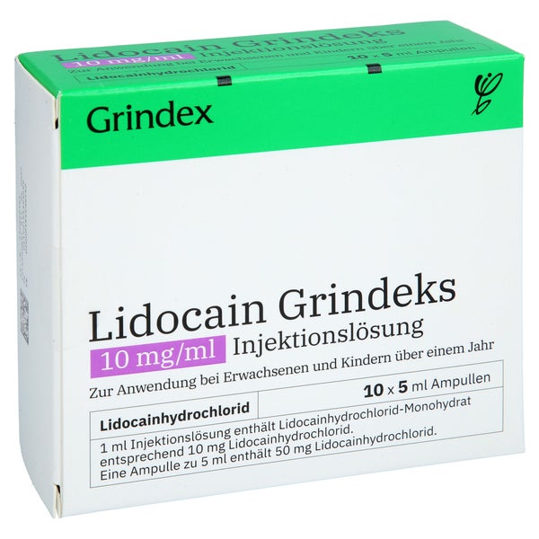 Lidocain Grindeks 10 Mg/ml Injektionslösung Amp. 10X5 ml